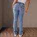 2025 Spring/Summer New Women's Double-Button Mid-Waist Straight-Leg Slim-Fit Elegant Jeans_ecoleips.com