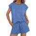Women's Spring Summer Crew Neck Loose Short Sleeve Two Piece Set Fashionable Casual Outfit_ecoleips.com