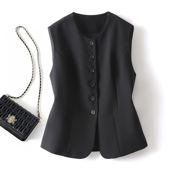 Women's Slim Fit round Neck Vest Sleeveless Short Outerwear for Spring/Autumn Petite Style 2024_ecoleips.com