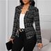 Women's Slim Fit Checkered Blazer Jacket - Autumn Office Wear, Stylish Print Design, Lightweight Polyester, S/M/L/Xl_ecoleips.com