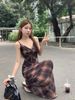Summer New Women's Gentle Grid Strap Dress Waist Inward Meat Conceal Thin Pear Shape Retro Dress H Version Spring Autumn_ecoleips.com