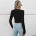 Voya Women's New Comfortable Casual Irregular Short Style Pleated Slim Fit Long Sleeved Women's T-shirt Top_ecoleips.com