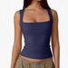2025 New European And American Style Cross-Border Women's Slim-Fit Solid Color Tank Top With Square_ecoleips.com