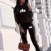 Women's Printed Hoodie & Pants Lounge Set - Casual Long Sleeve Two-Piece Outfit For Spring & Fall (S/M/L/XL/XXL, Black)_ecoleips.com