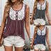 Women's Clothing Summer Casual Sleeveless Stitching Printed Button Top New Style_ecoleips.com