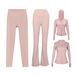 Women's Four Piece Set Sportswear Hooded Jacket Slim Fit Outerwear Elastic Sports Jacket Flared Pants Cropped Pants_ecoleips.com