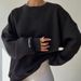 Women's Clothing All Match Solid Color Sweatshirt Commuting Printed Autumn Tops Casual Fashion Loose Sweatshirt_ecoleips.com