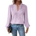 Women's V-Neck Lace Trim Long Sleeve T-Shirt, Solid Color Casual Blouse For Autumn Winter, Soft Stretch Basic Top_ecoleips.com