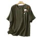 Women's Clothing Cotton Short Sleeved T Shirt For Women In Summer, Thin Ethnic Style Embroidered Round Neck Top, Loose Pullover, Retro And Slim_ecoleips.com