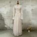 Victorian-Inspired High Neck Dress – Floral Embroidery Bubble Sleeve Maxi Dress With Waist Cinch_ecoleips.com
