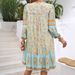 Voya Women's European And American Spring Summer Casual Bohemian Vacation Rayon Printed V-Neck Dress Women's_ecoleips.com