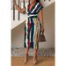 Summer Women's Printed V-Neck Long Dress High-Waist Bodycon Slim Dress_ecoleips.com