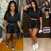 plus Size Striped Two-Piece Set Women's Casual Sporty Zip-Up Short Sleeve Jacket Drawstring Shorts Outfit Summer_ecoleips.com