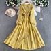 Vintage Embroidered Peplum Dress – Floral Lace Collar, High Waist & Flared Hem For Timeless Elegance (Multiple Colors, One Size)_ecoleips.com