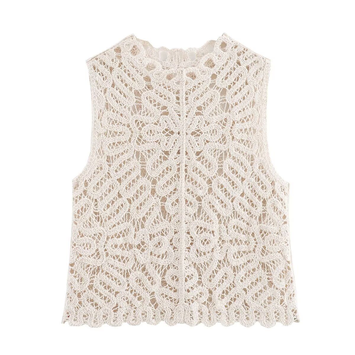 2025 Autumn Women's Fashion Crochet Vest New Split Skirt Set_ecoleips.com