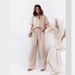 Women's Loose Stretch Wrinkled Long Sleeve Shirt Wide Leg Pants Casual Autumn Winter Outfit European American Style_ecoleips.com