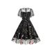 New 2025 Women's Retro Embroidered Mesh Dress round Neck Short Sleeve Heavy Duty European And American Style Party Wear_ecoleips.com
