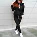 Women's European American Style Autumn Winter Hooded Sweatshirt Casual Letter Print Fleece Lined Thickened Set_ecoleips.com