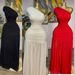 Women's Clothing Spring New Solid Color Sleeveless Oblique Collar Pleated Slim Fit Slit Long Dress_ecoleips.com