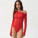 European American Cross-border 2024 Autumn And Winter Fashion Elegant One-shoulder Solid Color Long-sleeve Ruched_ecoleips.com