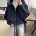 Women's Clothing Stylish Detachable Hooded Wool Blend Coat Casual Short Jacket With Belt & Patchwork Design, Loose Fit, Warm Winter Outerwear_ecoleips.com