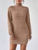 Slim-Fit Ribbed Knit Dress – Versatile Mock Neck Long Sleeve Bodycon Dress For Women (Black/White/Wine, S-XL)_ecoleips.com