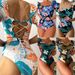 Women's Floral Print One Piece Swimsuit Triangle Design Cross Strap Bikini Swimwear European American Style Summer Vacation_ecoleips.com