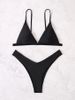 Women's Clothing Solid Color Split Three Point Bikini Sexy Beach Vacation Bikini Female_ecoleips.com