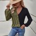Voya Women's Clothing European And American Clothing 2026 Loose Casual Pocket Patchwork Color-blocking Long-sleeve Women's_ecoleips.com
