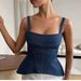 Women's Sexy Denim Camisole Top Style Slim Fit Sleeveless Outerwear_ecoleips.com
