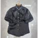 Women's Clothing Women's Rhinestone And Beaded Stand Collar Blouse Lantern Sleeve Unique Ruffle Top Gentle Elegant Light Luxury Youthful_ecoleips.com