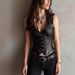 Women's Clothing PU Leather Vest Sexy V Neck Button Down Short Top Fashion Spring Autumn Summer_ecoleips.com