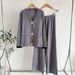 Casual Fashion Two-Piece For Women, Autumn And Winter Versatile Metal Buckle Knit Cardigan Sweater_ecoleips.com