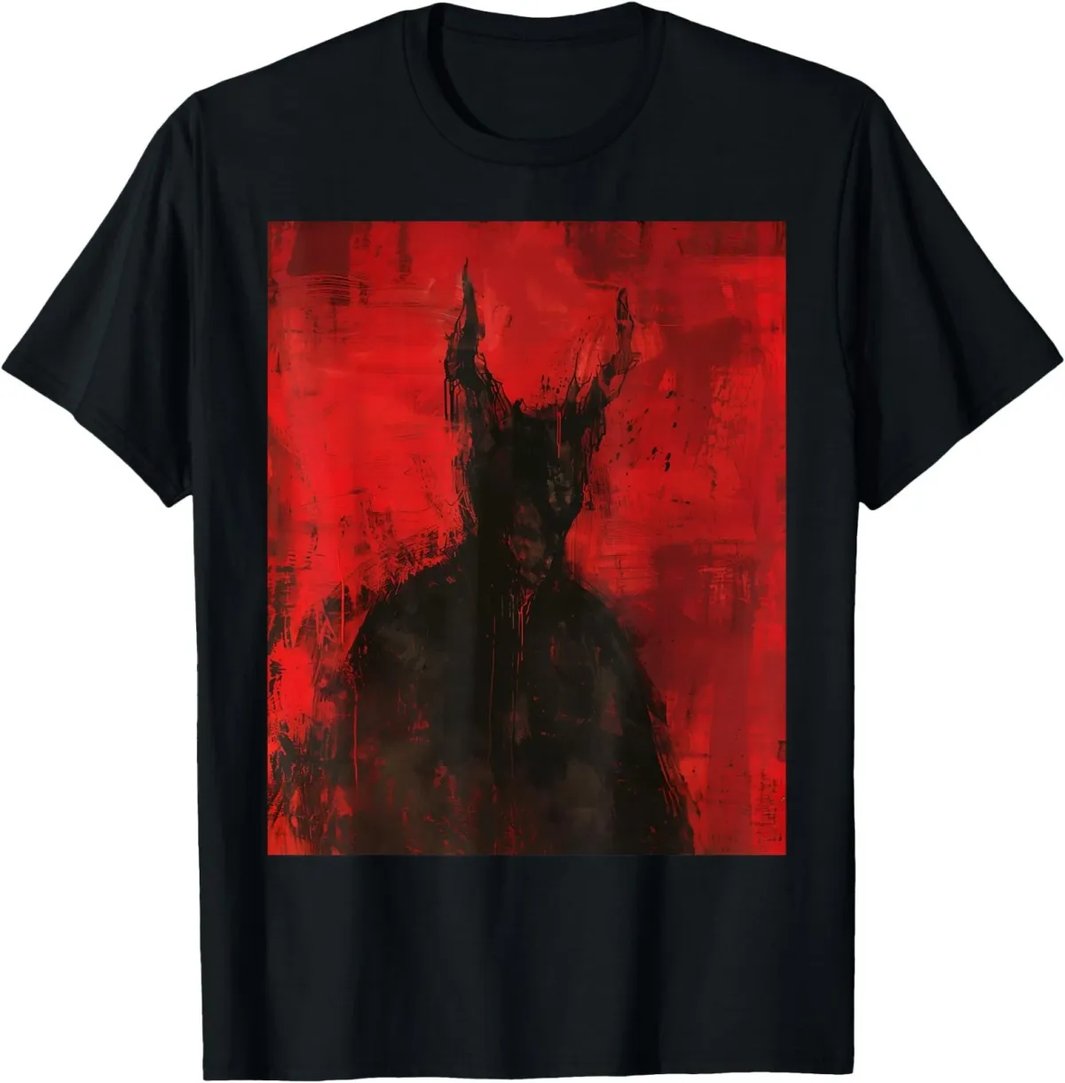 Women's T-Shirts Red Demon Baphomet Horror Art Goth Dark Hell Occult T-Shirt_ecoleips.com