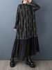 Oversized Vintage Print Drawstring Dresses For Women New Long Sleeve Loose Casual Midi Dress Fashion Clothing Spring Autumn 2025_ecoleips.com