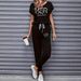 Women's Clothing Color Block Trim Casual Suit American Style Loose Fit Short Sleeve Spring Summer Autumn New_ecoleips.com