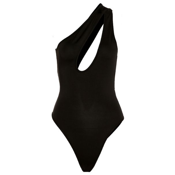 INS European And American Style Summer New Women's Fashion Sexy One-Shoulder Hollow Slim Solid Color Jumpsuit For Women_ecoleips.com