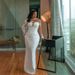 Women's Clothing Satin Beaded Long Sleeved White Lace Wedding Dress With Detachable Train New Style Gown_ecoleips.com