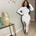 Women’s High-Neck Ribbed Long Sleeve Dress With Lace-Up Detail – Stretchy Polyester-Spandex Blend, Elegant ( & Evening Wear)_ecoleips.com