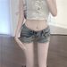 American Spice Girls Low Waist Denim Super Shorts Women's Spring Skinny Hip Wrap Hot Pants Blue Slim Sexy Straight Pants_ecoleips.com
