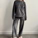 Autumn New Silver Fox Velvet Sleeve Long Pants Warm Comfortable Pajamas Two-Piece Set European And American_ecoleips.com