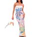 Women's Clothing Holiday Style Tube Top Off Shoulder Slim Dress Fashion Print Slit Hip Skirt_ecoleips.com