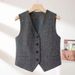 Autumn Winter British Retro Style Equestrian Vest For Women, New Versatile And Stylish Outerwear In Coffee Color,_ecoleips.com