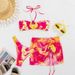 Women's Sexy Floral Print Bandeau Bikini Swimwear Set Adjustable Ties Removable Padding Beach Pool Clothing_ecoleips.com