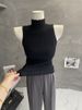 Women's Sleeveless High Neck Knitted Vest Top Sexy Tight Fitting T-Shirt for Layering_ecoleips.com