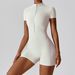 Women's Zipper Short Sleeve Yoga Bodysuit Summer Fitness Dance Sportswear Swimsuit Tight Fitting American Style_ecoleips.com