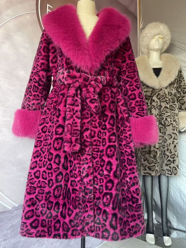 Luxury Faux Fur Leopard Print Coat With Fox & Raccoon Collar – Long Slim Fit Winter Coat For Women (S-XL)_ecoleips.com