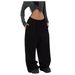 High Waist Drawstring Loose European And American Hot Girl Style Jazz Dance Hiphop Sports Pants For Women_ecoleips.com