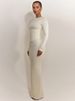 Mozision Long Sleeve High Waist Split Sexy Maxi Dress Women Elegant Autumn Winter With Zipper O Neck Bodycon Club Party Dress_ecoleips.com