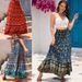 European And American Vintage Print Bohemian Resort-style High-waisted Beach Skirt, Large Hem, Mid-length Cotton Silk_ecoleips.com